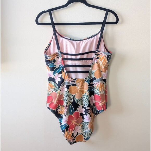 Hurley Women's UPF 50+ Stretch Midweight One Piece Swimsuit Black Multi L NEW - Picture 4 of 8